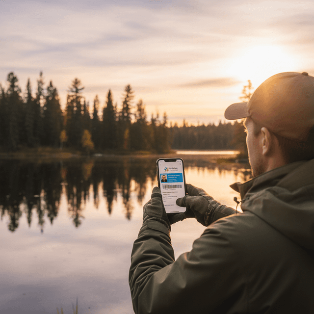 Person outdoors using a phone at sunset